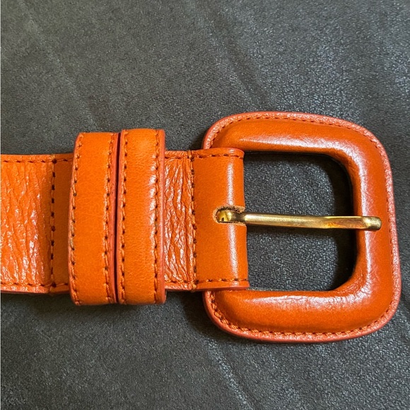 NWT. Zara Orange Leather Belt with Square Buckle. Size 32. main image 4
